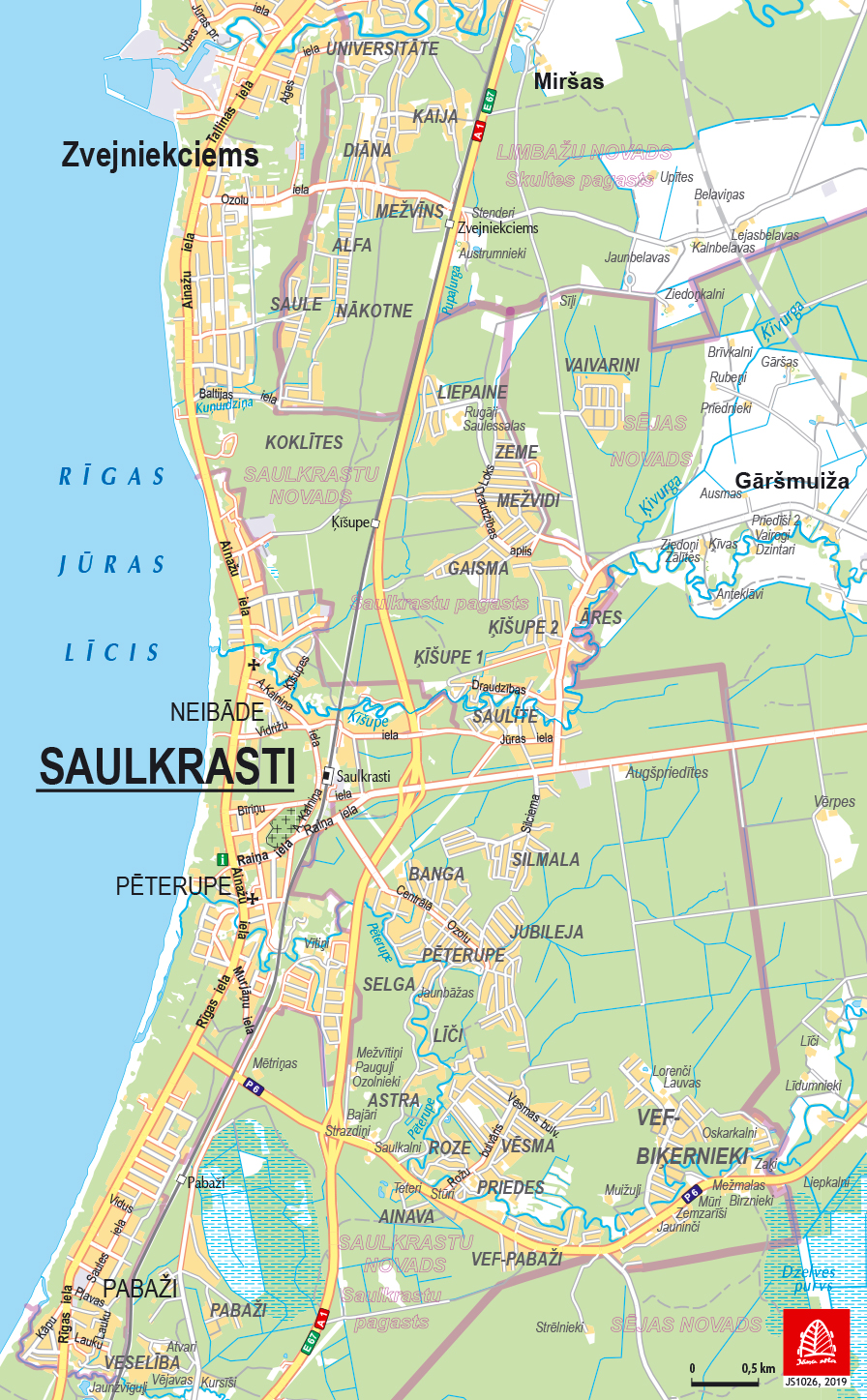 Saulkrasti Baltic Maps Karte Celvezi Lv